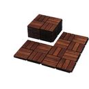 Acacia Wood Interlocking Deck Tiles Checker Pattern, 30 PCS 12" x 12" Square Acacia Hardwood Outdoor Flooring for Patio, Bancony, Pool Side,...