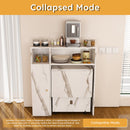 Multifunctional Folding Dining Table with Wall-Mounted Sideboard & Storage, White MDF, Space-Saving Design
