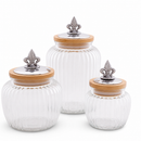 Fleur De Lis Knob Glass Canisters