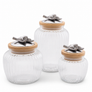 Olive Knob Glass Canisters