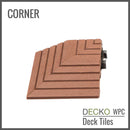 Deck Tile Corner Ramp Edge - for Premium WPC Interlocking Tiles | DECKO (3.1" x 3.1" x 0.8") - (One Piece)