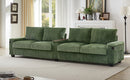Modern 4-Seater Corduroy Sofa with USB Ports, Hidden Storage Arms, Flip-Top Cup Holders, Green, 133'