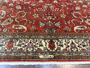 Romanian Rug 10x13, Vintage Handmade Wool Carpet, Floral Pattern, Birds, Red and Cream, Signed By Masterweaver, Persian Rug