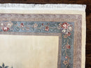 Chinese Carving Rug 8x10, Chinese Wool Carpet 8 x 10, Cream, 120 Line Rug, Vintage Handmade Art Deco Asian Oriental Rug, Aubusson Rug