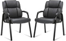 Black Leather Guest Chair 2 Pack With Padded Armrests