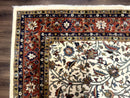 Indo Persian Rug 9x12, Ivory and Red, Traditional Wool Oriental Carpet