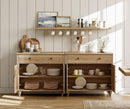 Oak Buffet Cabinet 68 Inch With 4 Doors And 2 Drawers