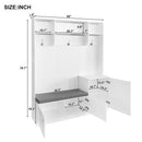 ON-TREND Elegant Design Hall Tree with Comfort and Storage Solutions, Functional Hallway Shoe Cabinet with Bench&Cushion, Modern Coat Rack with Hooks for Entryways, White (OLD SKU: SD000026AAK)
