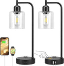 Industrial Touch Table Lamps 2 Pack Black 3 Way Dimming