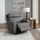 Dark Brown Faux Leather Wall Hugger Power Recliner Headrest