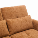2-in-1 Sofa 82' Three-seater Sofa with Sofa Bed and Reversible Recliner, Orange Chenille