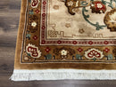 Chinese Wool Rug 5.9 x 9, Tan and Brown Asian Art Deco Carpet, Vintage 1960s Oriental Rug, Hand-Knotted Rug, Soft Wool, Medallion, Pair B