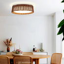 17" Traditional Brown Rattan Flush Mount Lighting with LED