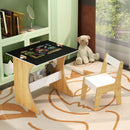 Kids Table Set with One Chair, Multifunctional Wooden Children Study Table-Convertible Tabletop for Study, Drawing & Play, Natural