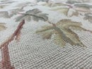 Traditional Aubusson Needlepoint Rug 9 x 12, Flowers, Flatweave Carpet, Hand-Knotted, Brand New, Cream Color, Green, Maroon Red, Wool
