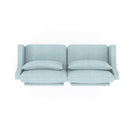 Elegant Two-Seater Chenille Fabric Sofa with Ergonomic Design and Lumbar Pillows in Sky Blue