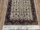 Fine Sino-Persian Silk Rug 3x5, High Quality Silk Carpet, Handmade Small Silk Rug, Allover Repeated Motif, Tan Maroon Blue Vintage Silk Rug