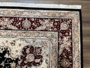 Pak Persian Rug 8.8 x 10.6, Floral Medallion, Wool and Silk Hand Knotted Fine Oriental Carpet, Elegant Rug, Black Gray Burgundy, Room Sized