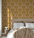 Yucca Moon Wallpaper, peach and green