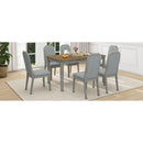 7-Piece Farmhouse Dining Set Classic Rustic Table and 6 high-back design Chairs for Dining Room, Kitchen (Brown+Gray)