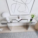 60 Inches Luxury Full-Length Mirror Console Table with Fluted Tempered Glass, Entryway Mirrored Sofa Table, Light Luxury Style, Scratch-Resistant, Reinforced Packaging