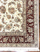 Pak Persian Rug 6x9, Floral Allover Carpet 6 x 9 ft, Cream and Maroon Hand Knotted Wool and Silk Fine Oriental Rug, Traditional Vintage Rug