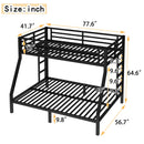 Metal Twin over Full Bunk Bed for Teens and Adults,Space-Saving/Noise Reduced/No Box Spring Needed, Black