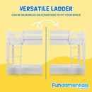 White Twin Low Bunk Bed Solid Wood Frame For Kids Safe
