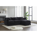 Modular Sectional Sofa, 3-Seater Sofa with Ottoman, Modern L-Shaped Sofa for Living Room Bedroom Apartment