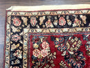 Antique Persian Sarouk Rug 4x7, Floral, Red 1920s Persian Wool Carpet