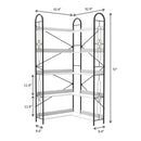 Industrial Style 5 Tier Corner Bookshelf, Ivory White MDF with Thickened Iron Frame, 72.05 Inch