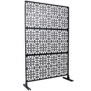 Outdoor & Indoor Privacy Screen Metal Privacy Screen 76' H×48' W Freestanding Decorative Privacy Screen Black Steel