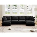 Slipcovered U Shape Sectional Wide and Deep Seat Sofa Couch, 4 Seater Sofa with French Edges Design Multiple Big Pillows, Soft Deep Seat Comfy Cloud Couch for Living Room, Apartment, Chenille Fabric