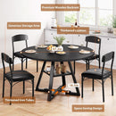 Round Circular Dining Table Set Black Diameter47Inches