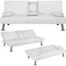 Convertible Sofa Bed With Cup Holders And Adjustable Back