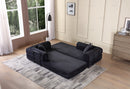 Convertible Sleeper Sofa Bed with Cylindrical Pillow - Corduroy Folding Mattress Couch with Fixed-Shape Frame for Living Room, Bedroom, Lounge, Studio - Black