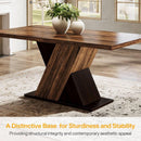 55 Inch Rustic Brown Farmhouse Dining Table For Four