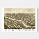 Vintage Map of South Bend, Indiana 1874