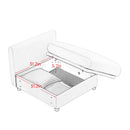 Contemporary White Chenille L-Shaped Sofa with Storage and Ottoman, 3-Seater Cylindrical Backrest