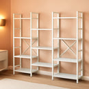 White 11 Shelf Open Display Bookcase For Home Office