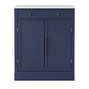 [Assembly Video Provided] TOPMAX Modern Freestanding Kitchen Pantry,Buffet Food Storage, Coffee Bar Cabinet with Drawer, 2 Adjustable Shelves and 2 Door Shelves for Dining, Kitchen, Set of 2, Blue
