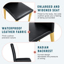 A Set of 4 Black PU Leather Backrest Chairs with Gold Metal Legs - A Perfect Pairing, Ideal for Minimalist and Modern Home Décor Styles, with Product Dimensions of 16.2*18.5*34.6 inches