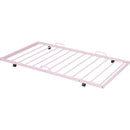 Full Size Metal House Bed with Twin Size Trundle, Pink