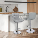 Counter Height Bar Stools Set 2 Armrest Swivel Leather Grey