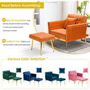 Velvet Armchair With Ottoman And Adjustable Backrest Orange