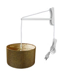 MAST Plug-In Wall Mount Pendant, 2 Light White Cord/Arm with Diffuser, Chocolate Burlap Shade 16x16x08