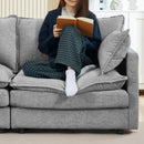 Contemporary Modular Sectional Sofa, 105 Inch L-Shaped Couch Set with Movable Ottoman, Chenille Grey
