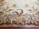 7' 7" x 9' 8" Needlepoint Rug Floral Beige Flat Weave Carpet 8x10 Handmade New Area Rug