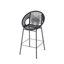Ferrara Outdoor Patio Barstool Set of 2, Black Faux Wicker PE Rattan with Iron Frame