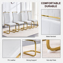 Modern Dining Chairs, PU Faux Leather High Back Upholstered Side Chair with Golden C-shaped Tube Metal Legs for Dining Room,Kitchen(Set of 2 )(LIGHT GRAY+PU)W115191487